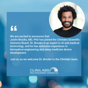 Clinilabs welcomes Justin Brooks, MD, PhD to their Scientific Advisory Board.